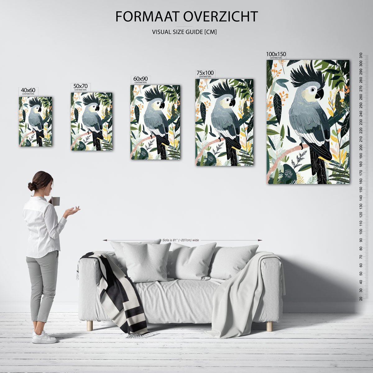 Vogels en bladeren – staand wanddecoratie kunstwerk