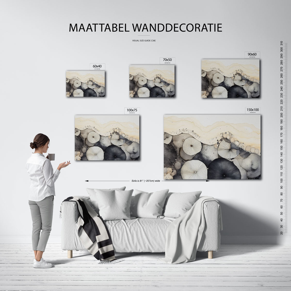 Organische vormen – moderne liggende wandkunst
