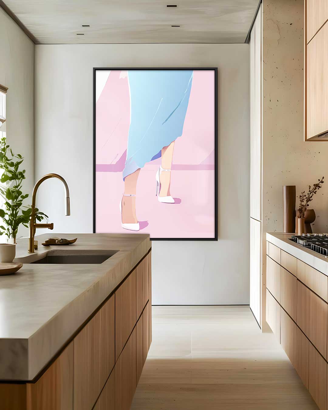 Elegantie in Pastel – modern portret kunstwerk van WallArtistic