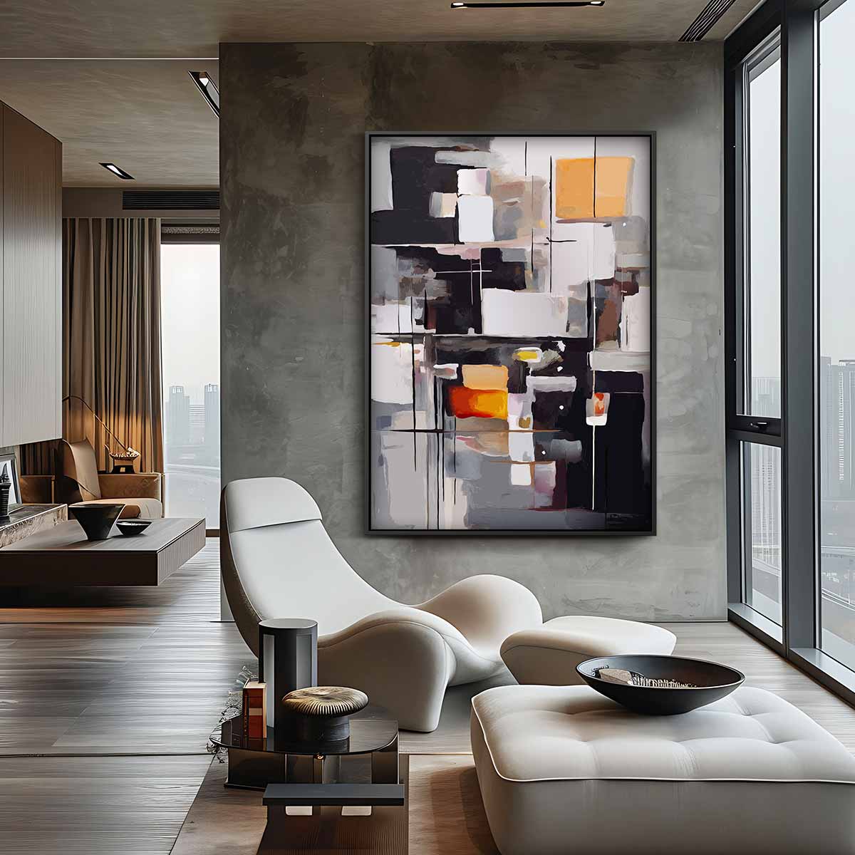 Abstracte Geometrie in Kleuren – canvas wanddecoratie in portret formaat
