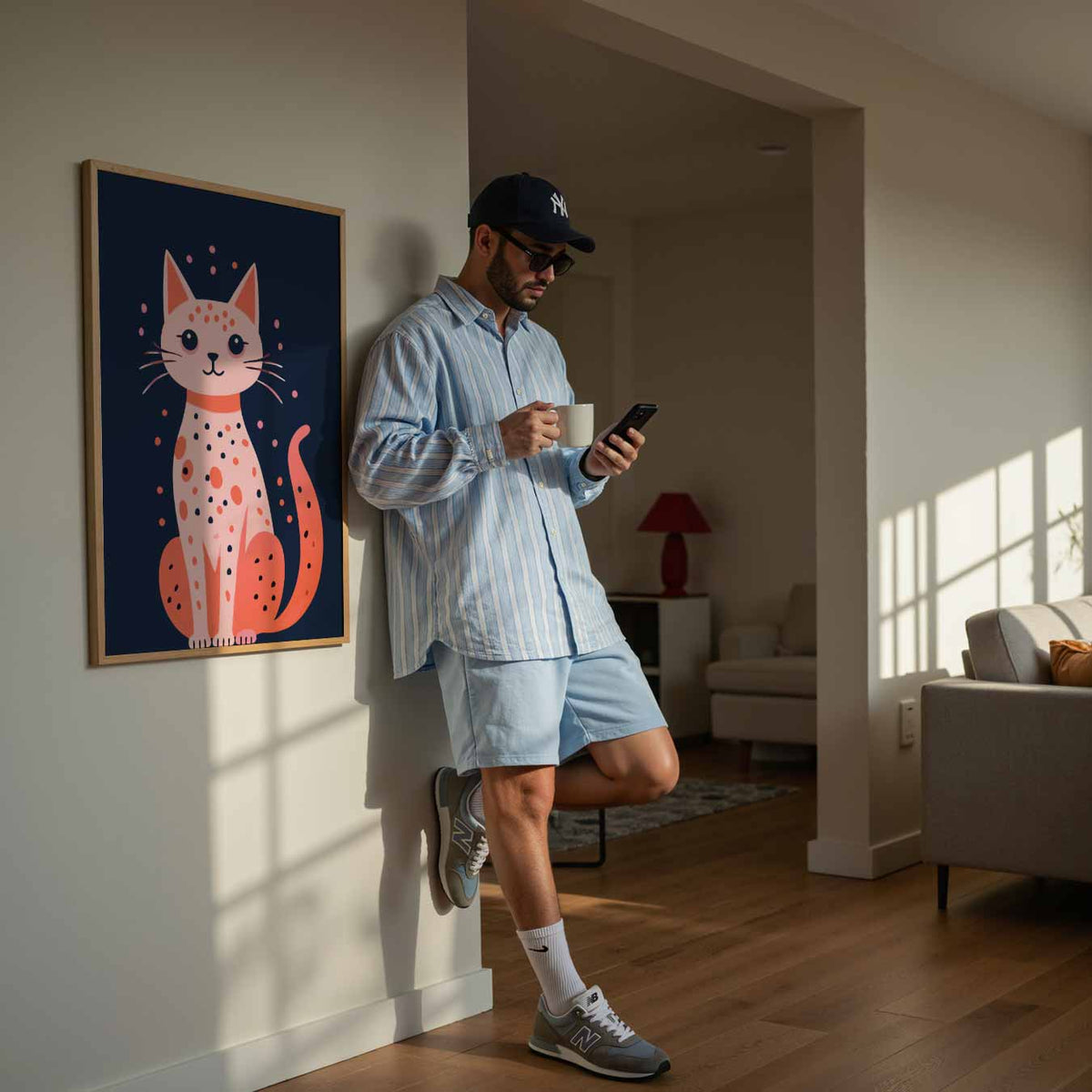 Schattige Kattenposter – dierenillustratie als portret poster