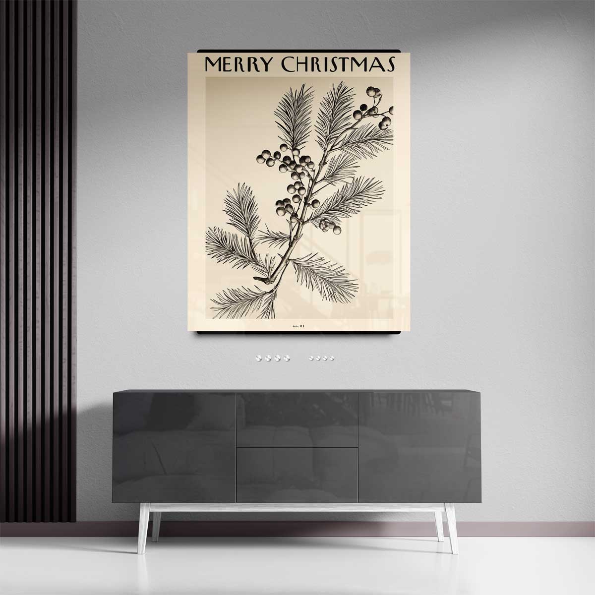 Vintage Kersttak Illustratie – portret wandkunst van WallArtistic