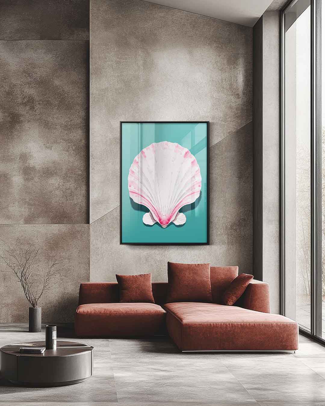 Schelp met Roze Accenten – staande wandkunst voor woonkamer of interieur