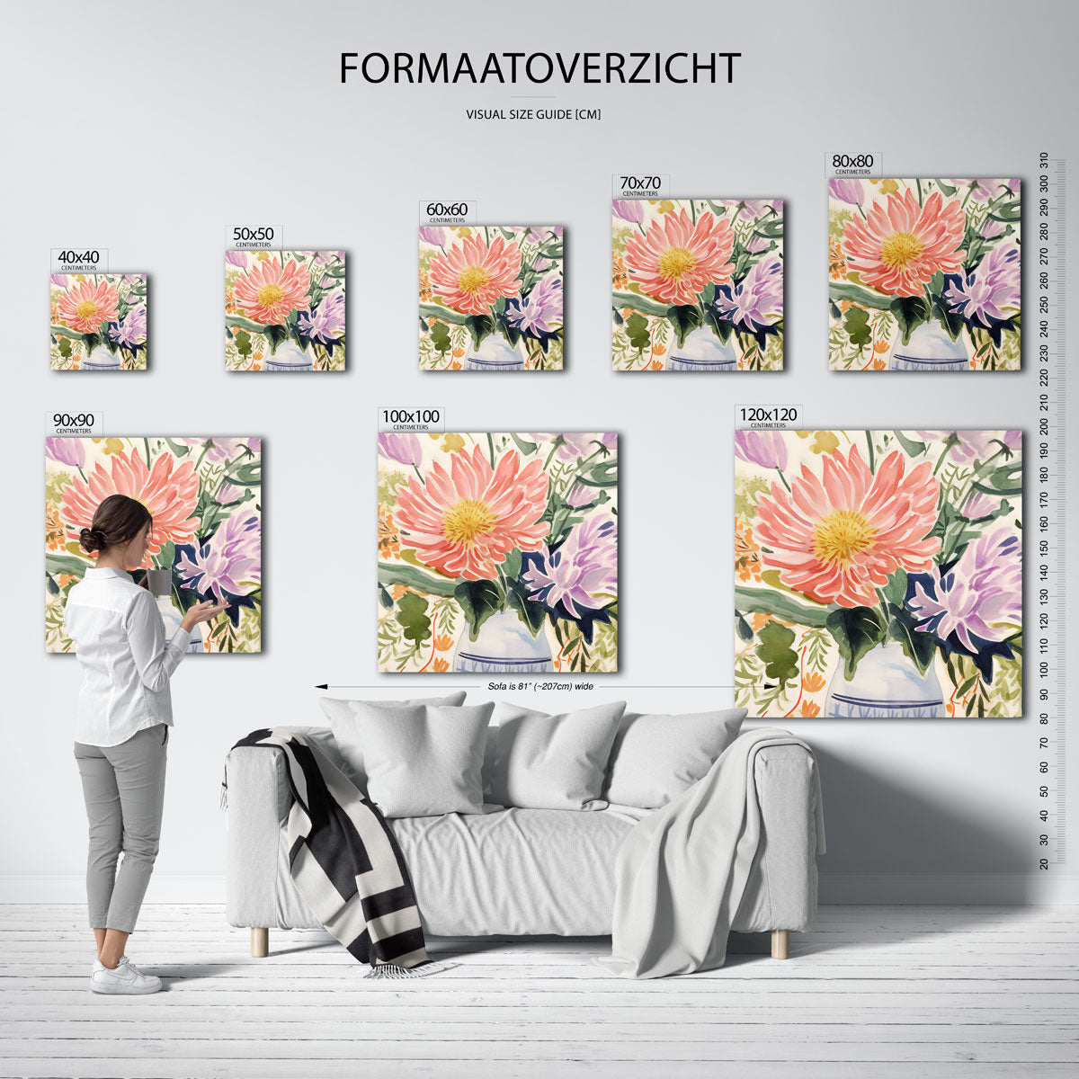 Bloemen in vaas – vierkante muurposter met bloemen