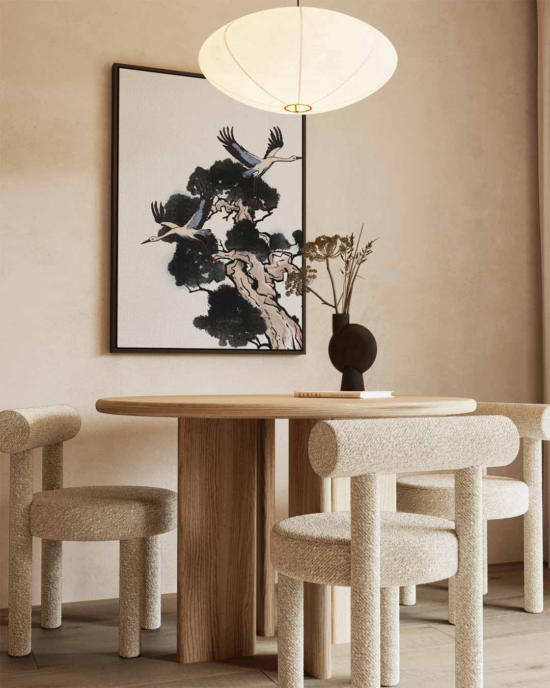 Vliegende Kranen in de Natuur – staand kunstwerk voor modern interieur