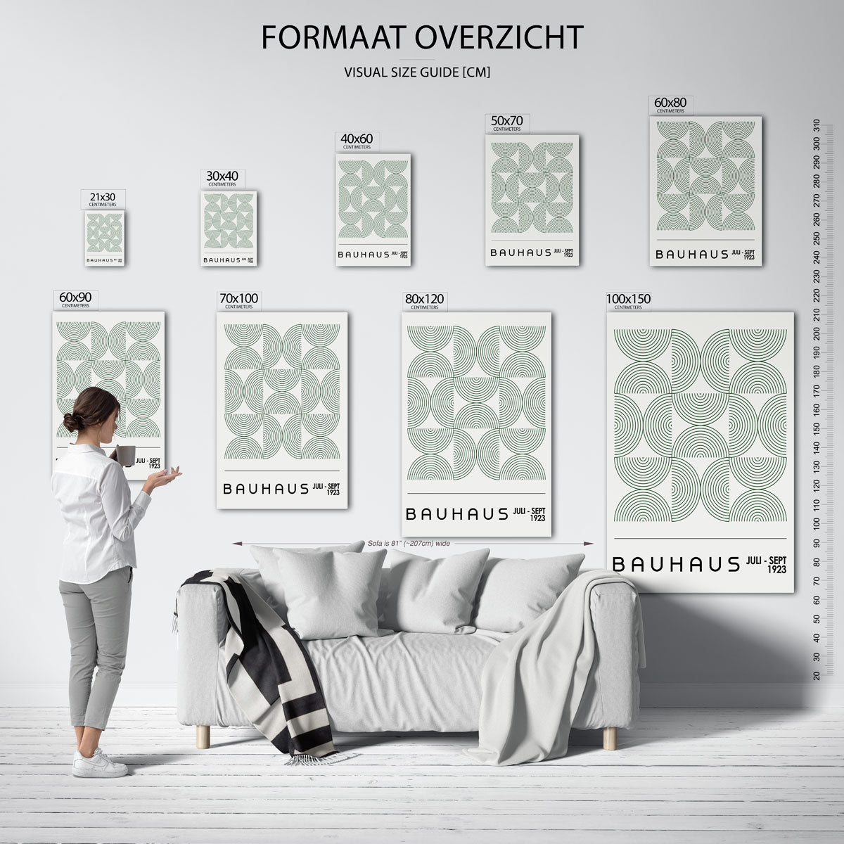 Cirkelritme en lijnen – geometrische poster in Bauhaus-stijl van WallArtistic