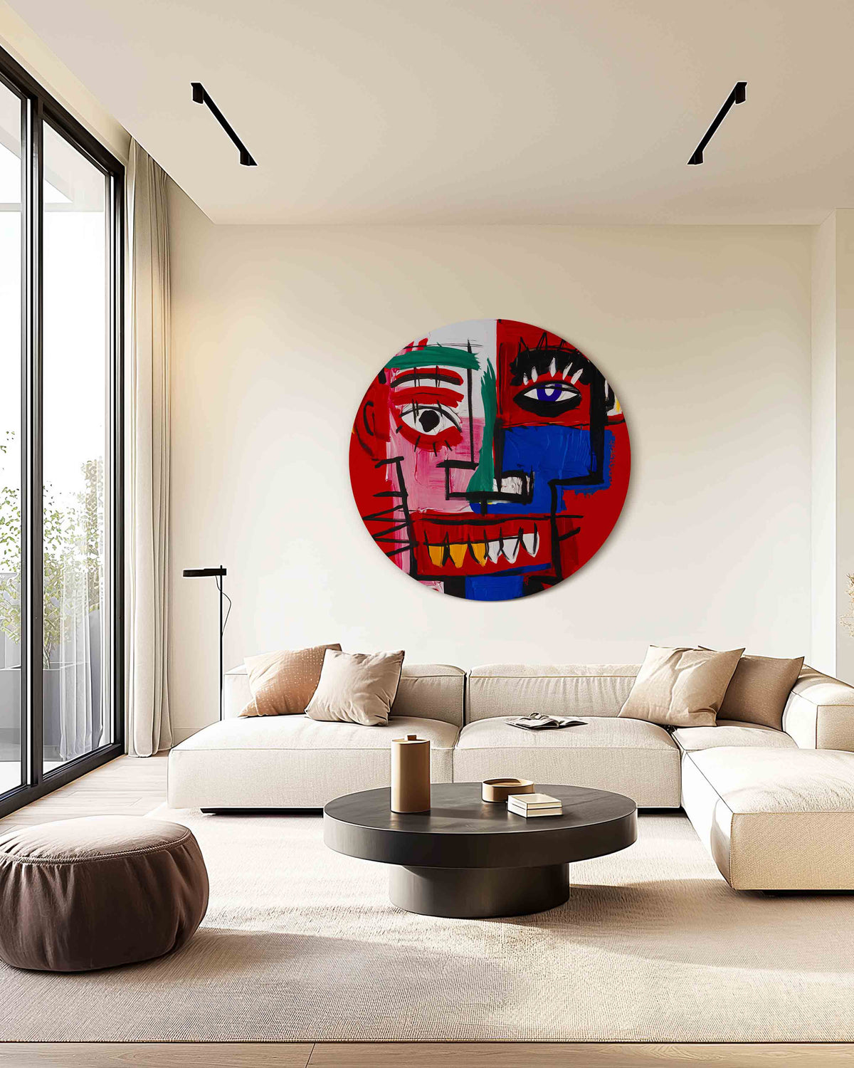 Abstracte gezichten – safari muurcirkel als ronde wanddecoratie