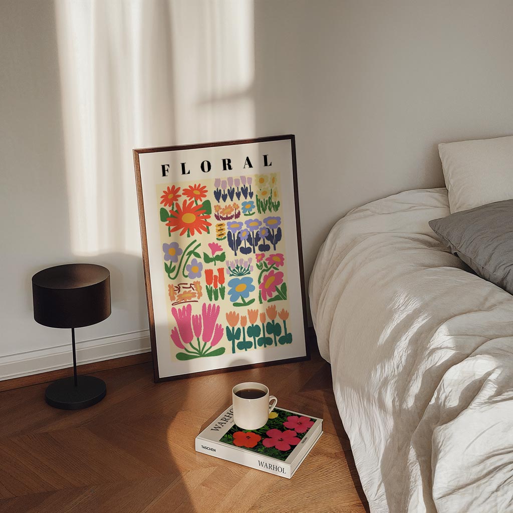 Kleurrijke Bloemenpracht – staande Popart wanddecoratie van WallArtistic
