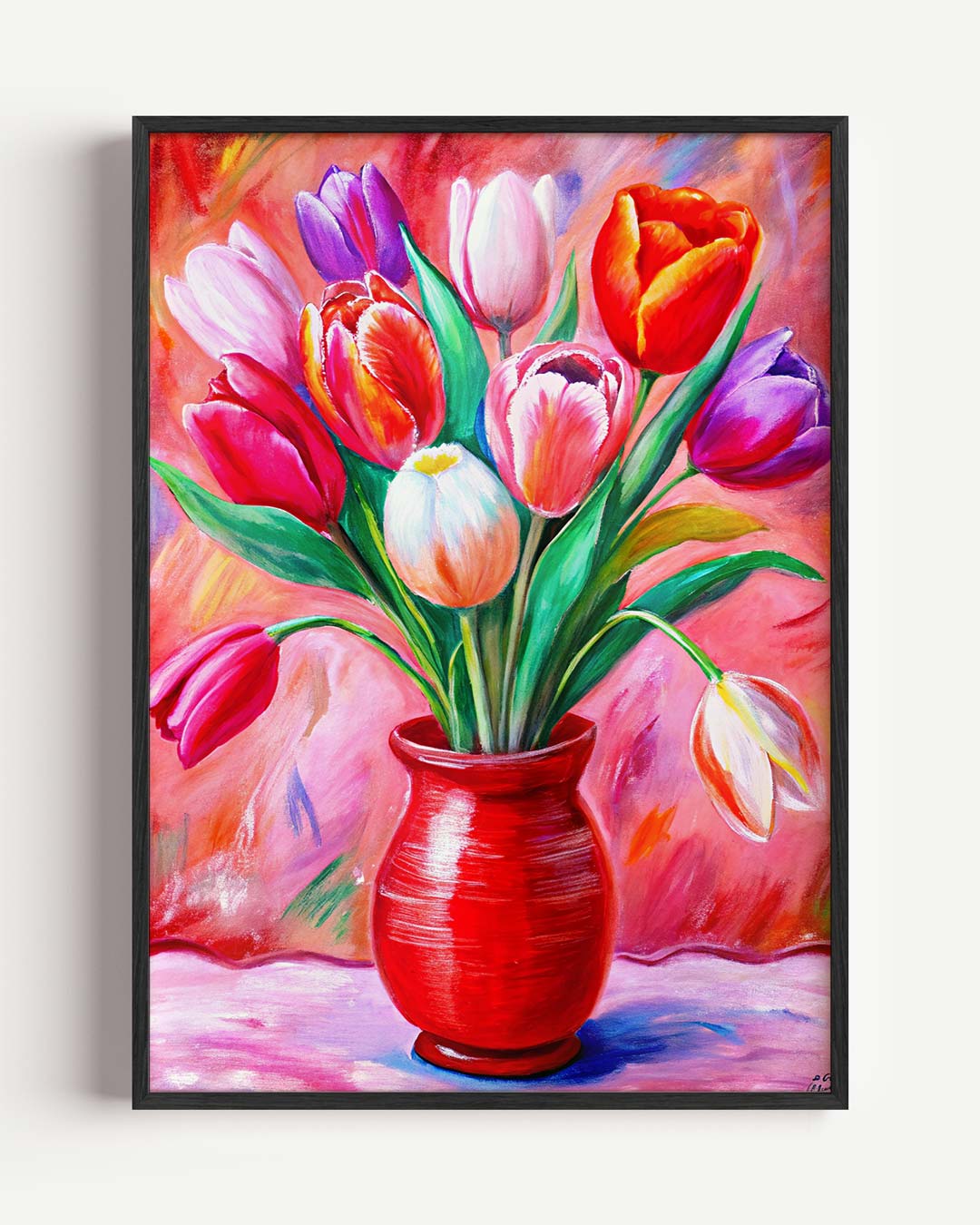 Levendige Tulpenpracht – bloemen portret poster als wanddecoratie