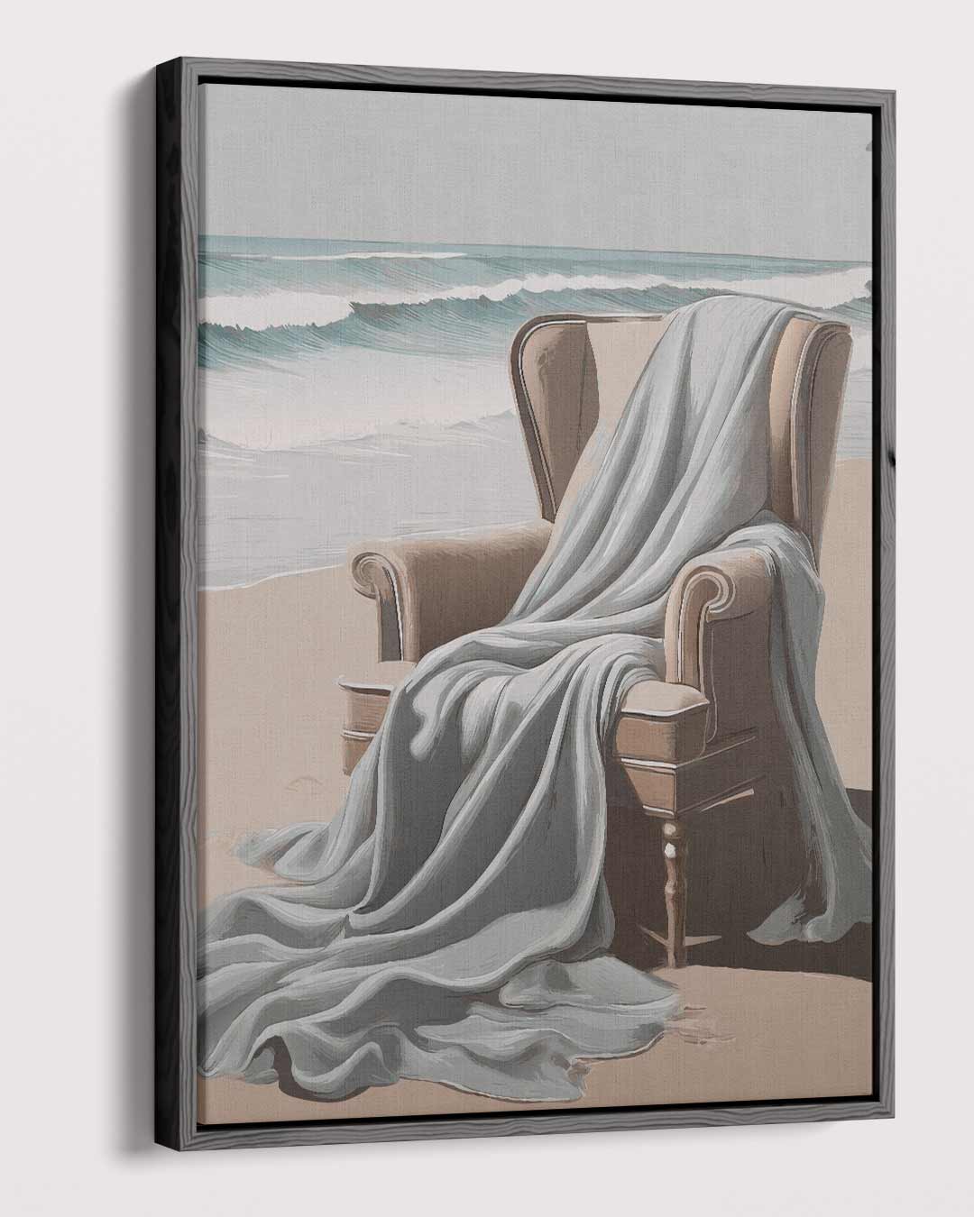 Strandstoel met Zilte Bries – dibond kunstwerk als wanddecoratie