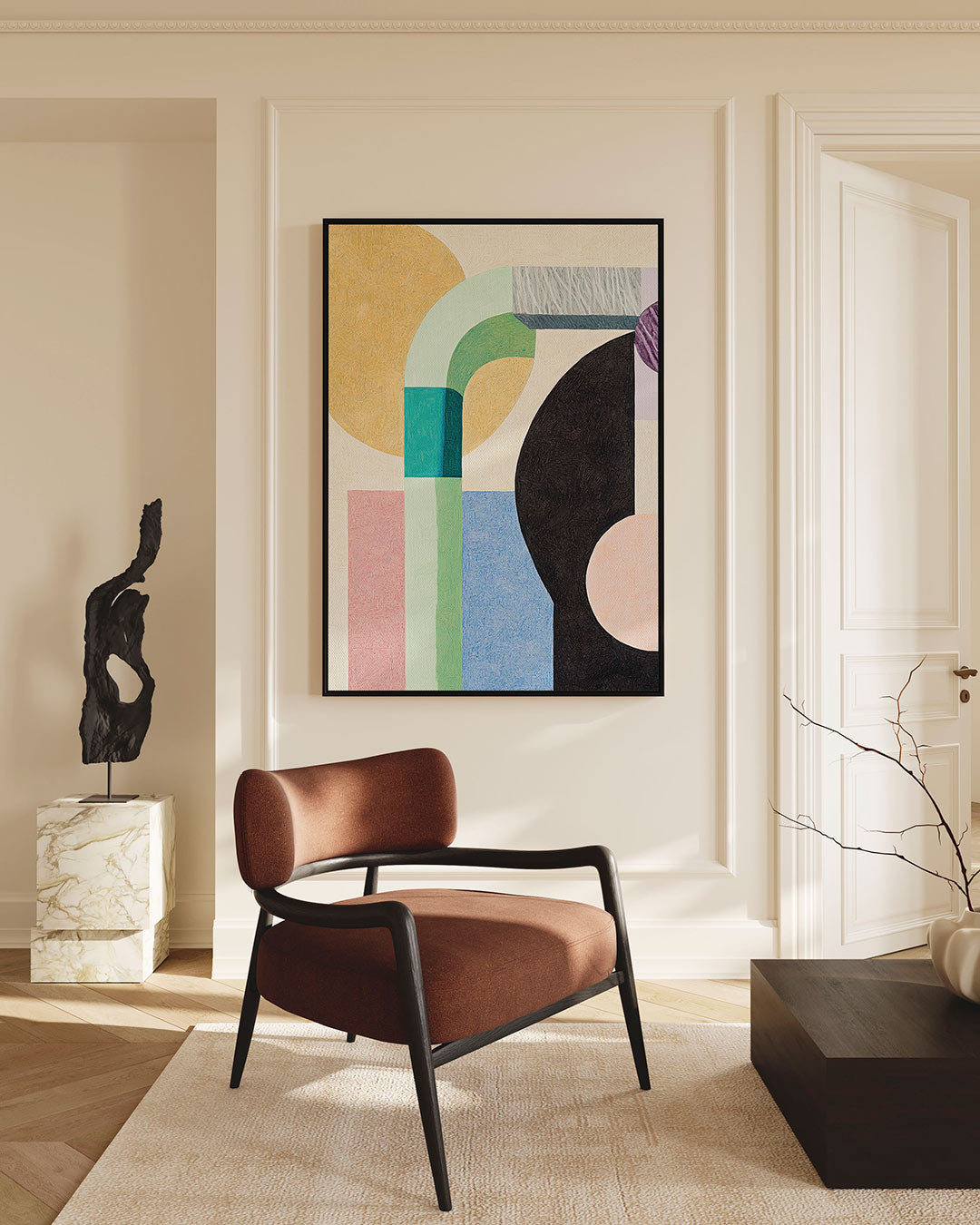 Geometrische vormen compositie – staand wanddecoratie kunstwerk