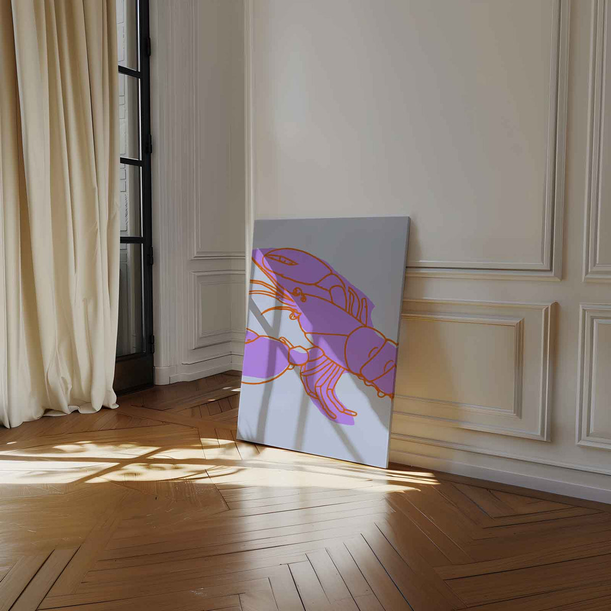 Kleurrijke Kreeft in Abstract – staand kunstwerk voor modern interieur