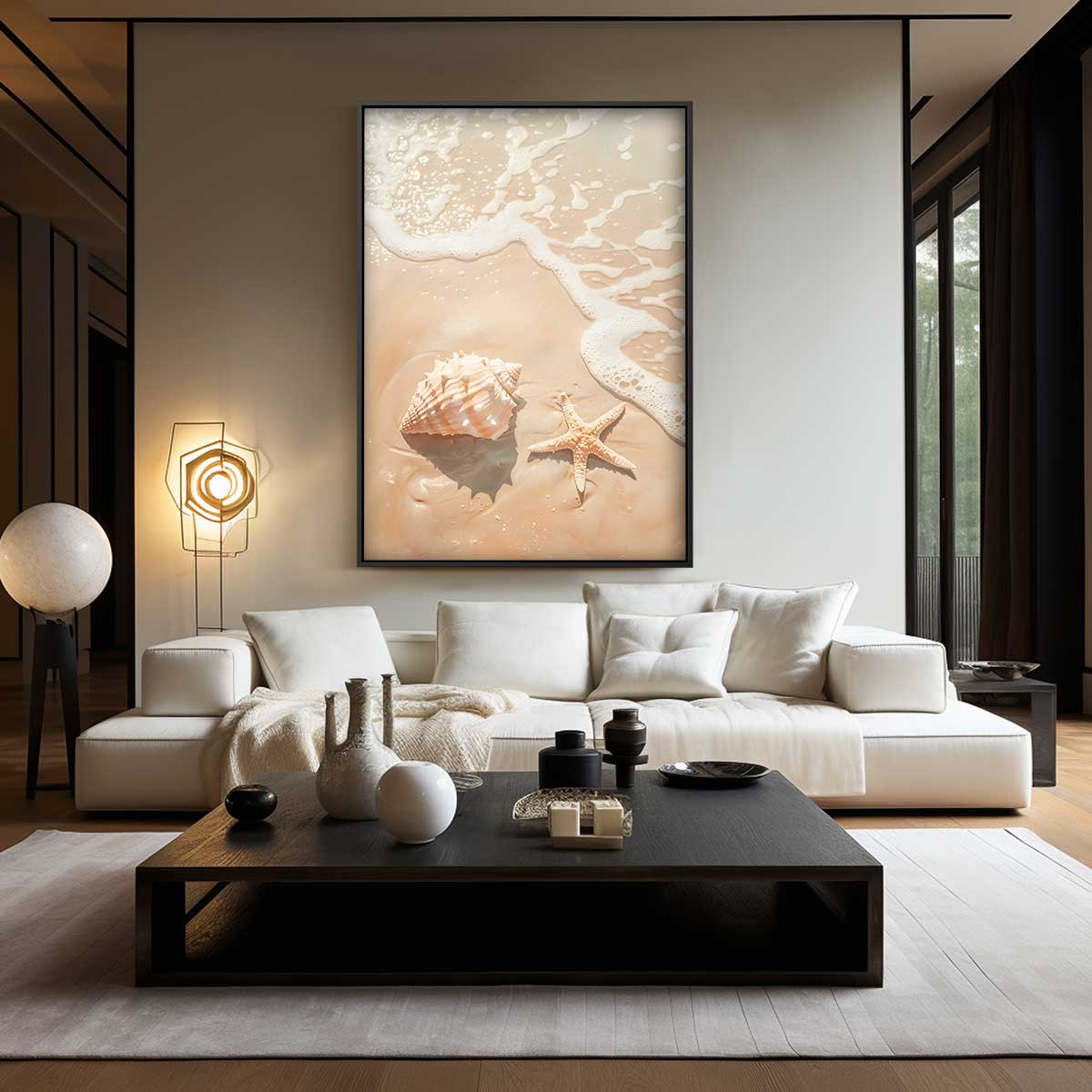 Zeegeheimen in Zacht Bruin – canvas wanddecoratie in portret formaat