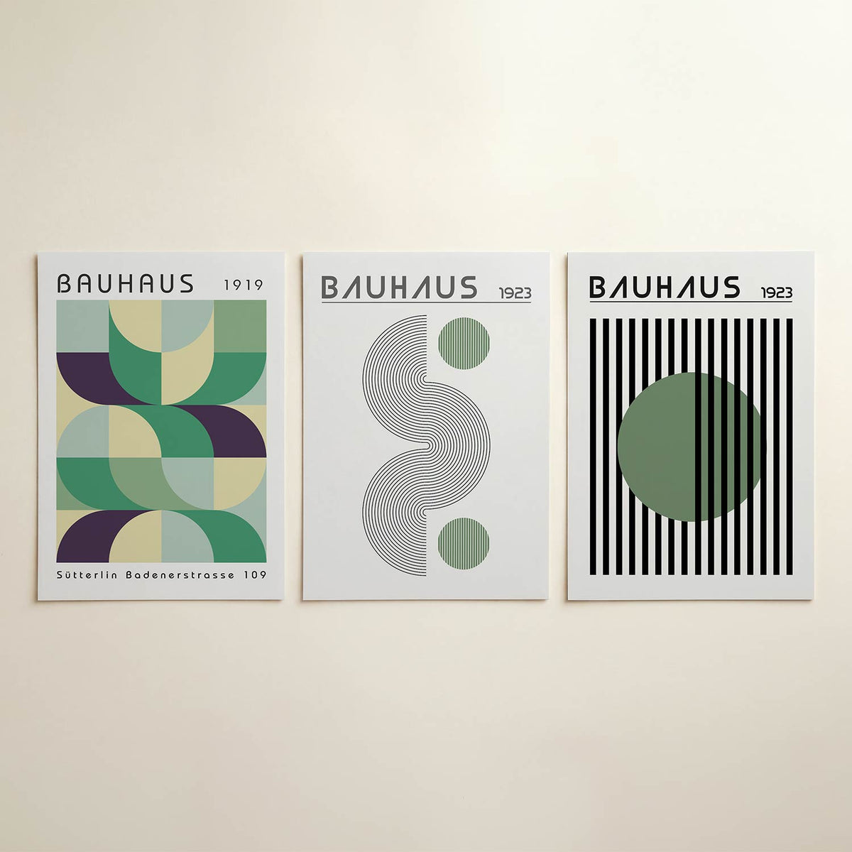 Kleur en vormen posterset – detailweergave – deze posterset in drie delen toont een speelse mix van halve cirkels en