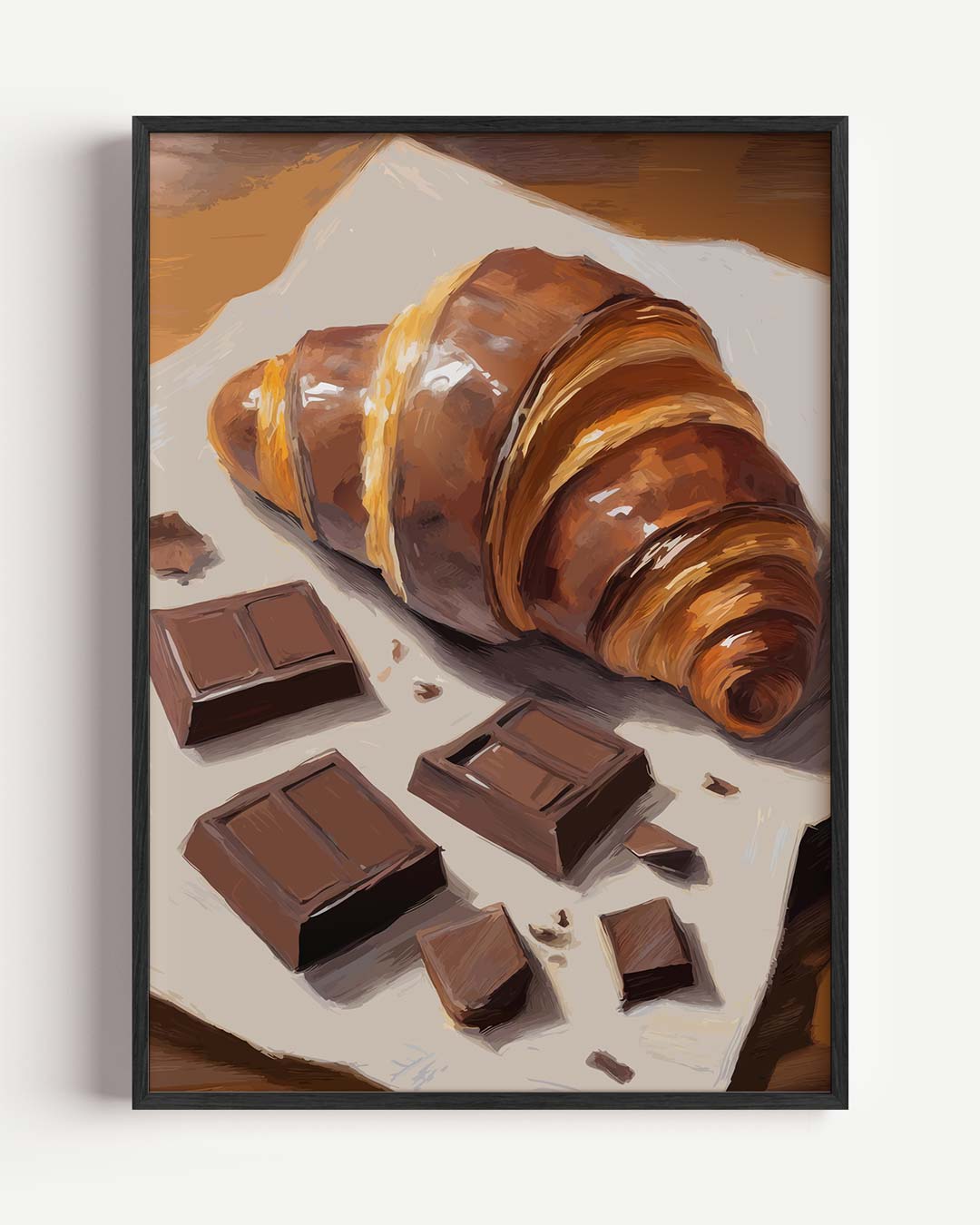 Chocolade Croissant – keuken portret poster als wanddecoratie