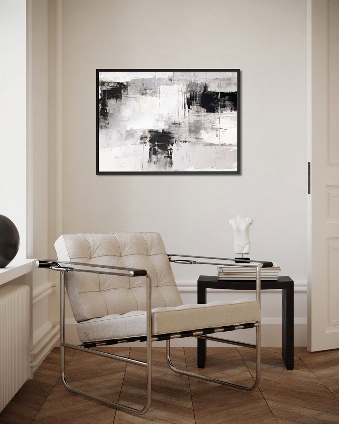 Monochrome compositie – kunstwerk op canvas, dibond of plexiglas
