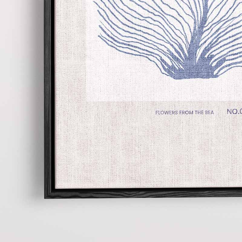 L'Océan: Bloemen uit de Zee – kunstwerk met zwarte baklijst