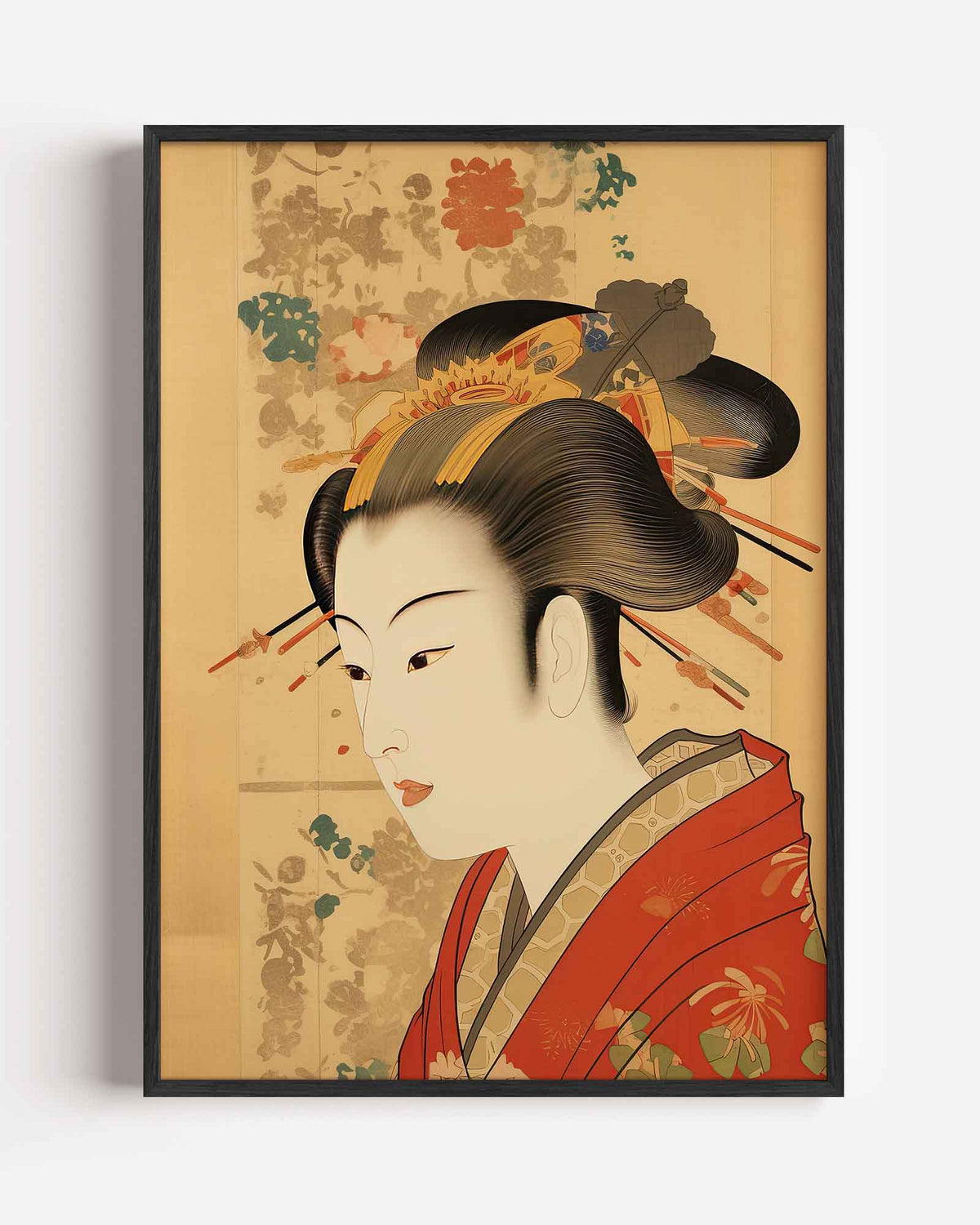 Japanse vrouw in kimono – Aziatische portret poster als wanddecoratie