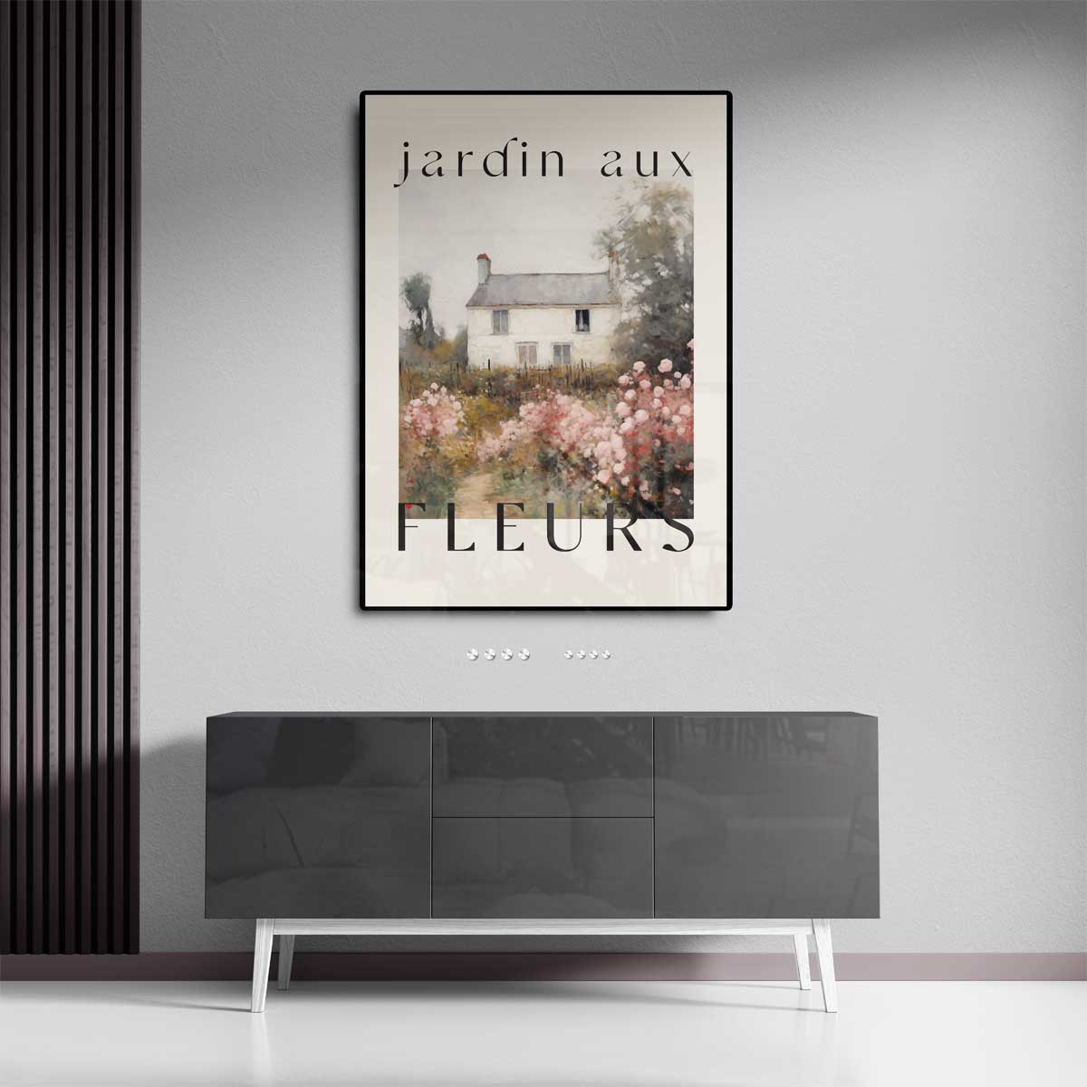 Franse Bloementuin Poster – canvas kunstwerk als wanddecoratie