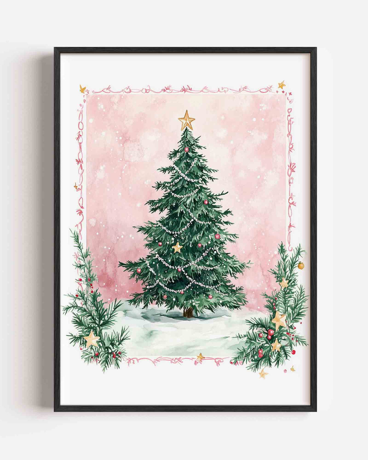 Kerstboom met sterren – kids portret poster als wanddecoratie