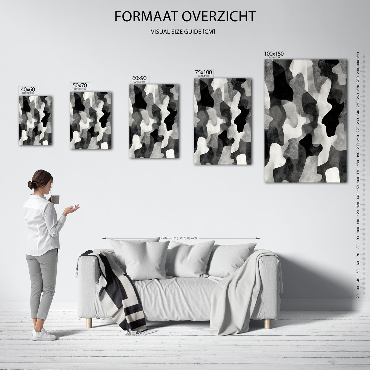 Organische vormen compositie – staande wanddecoratie van WallArtistic