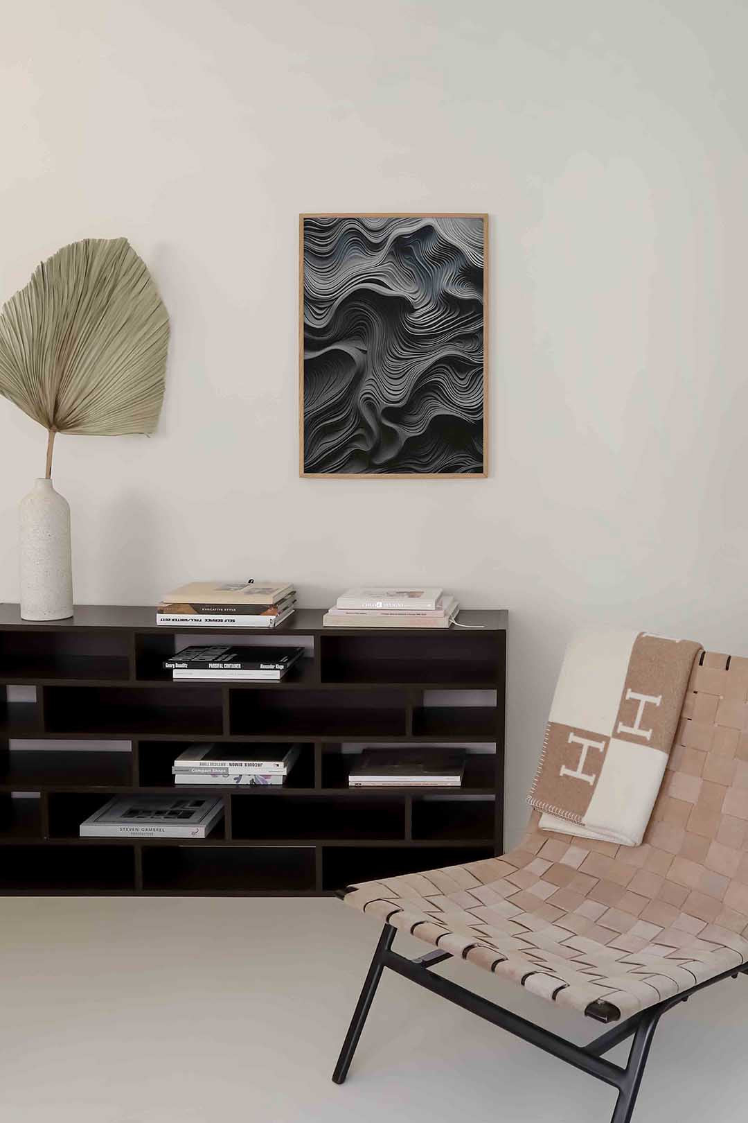 Golvende lijnen – zachte abstracte poster in staand formaat