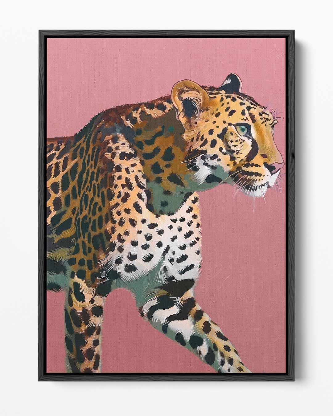 Panter op Roze – portret kunstwerk als wanddecoratie