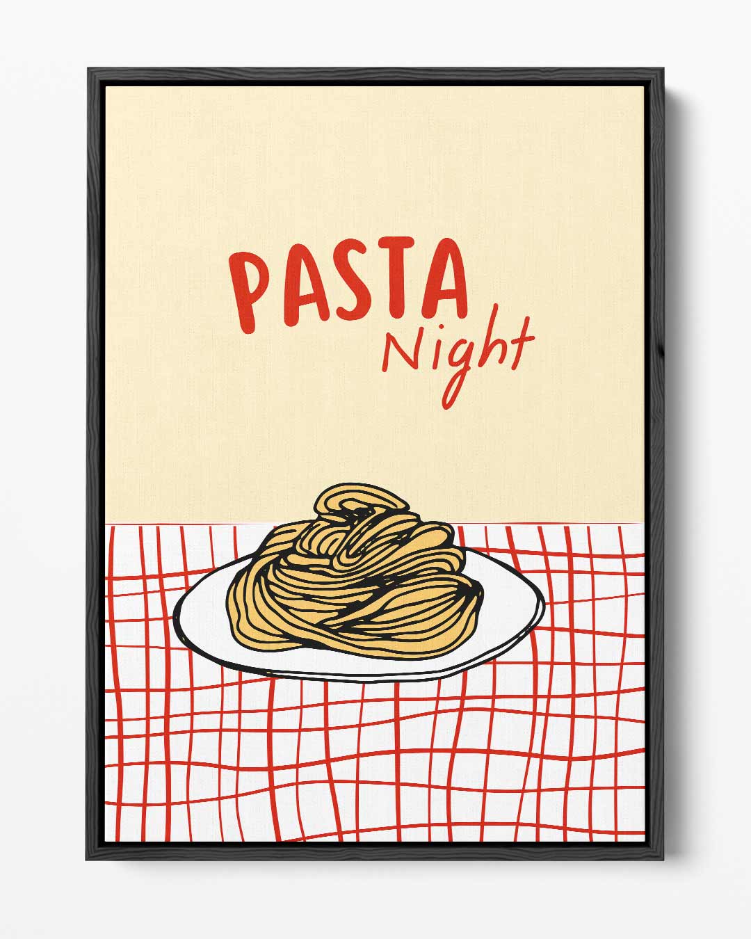 Pasta Night Poster – portret kunstwerk als wanddecoratie