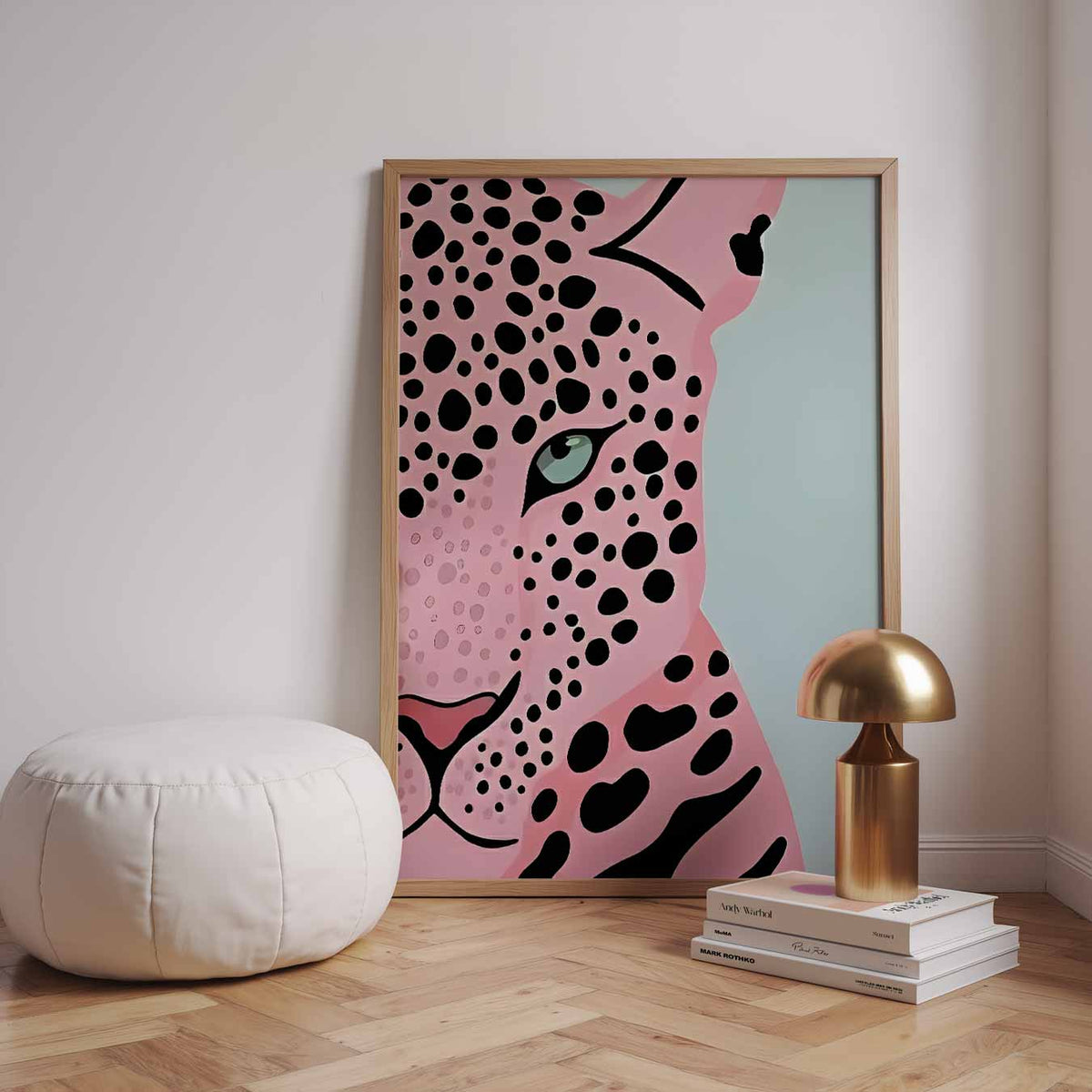 Stijlvolle Roze Luipaard – urban poster in staand formaat