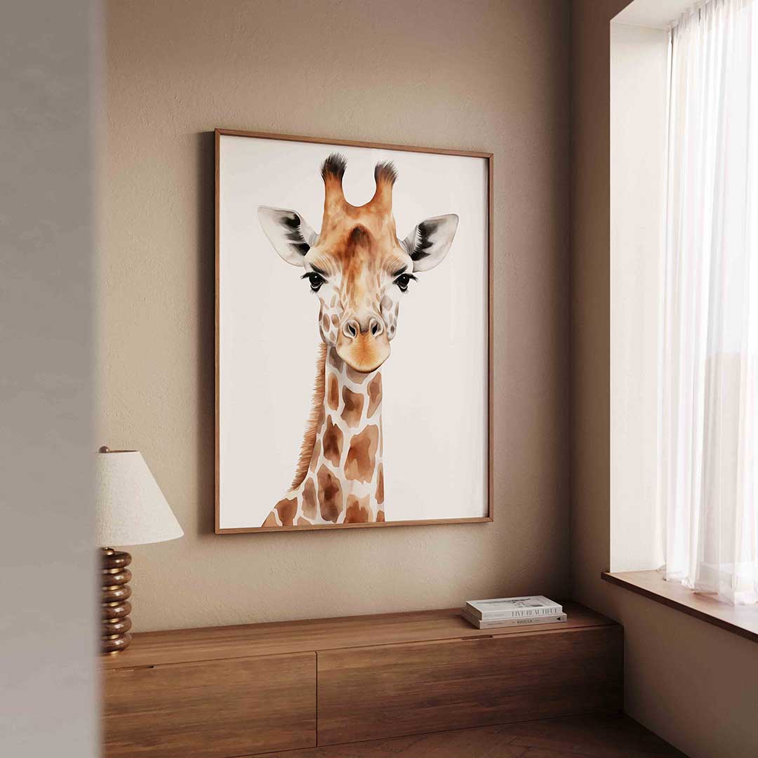 Giraffe portret – tropische wandkunst als portret poster