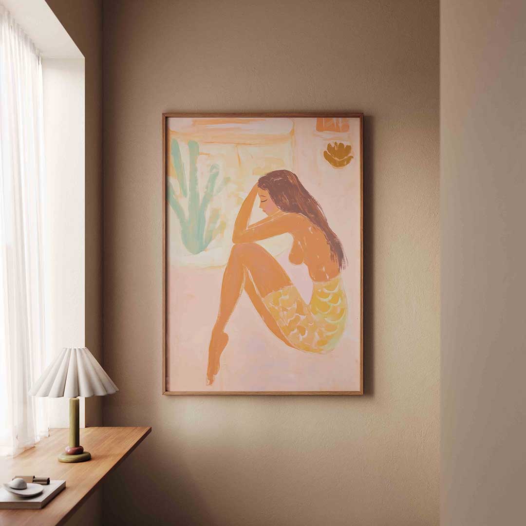Zittende vrouw – staande jungle wanddecoratie van WallArtistic