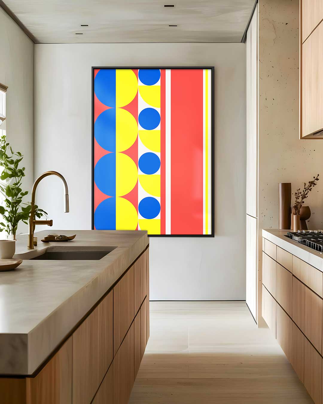 Kleurrijke Geometrische Abstractie – dibond wanddecoratie in staand formaat