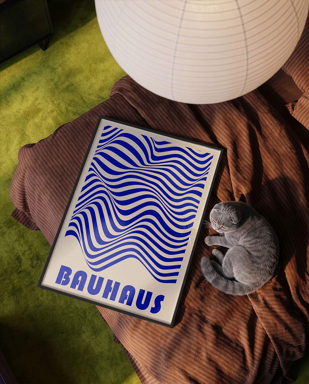 Golvend lijnenspel – moderne Bauhaus wandkunst als poster