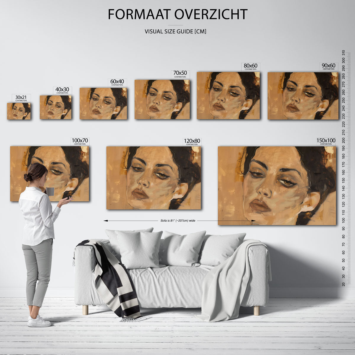 Portret van vrouw – landscape muurposter met eigentijdse illustratie