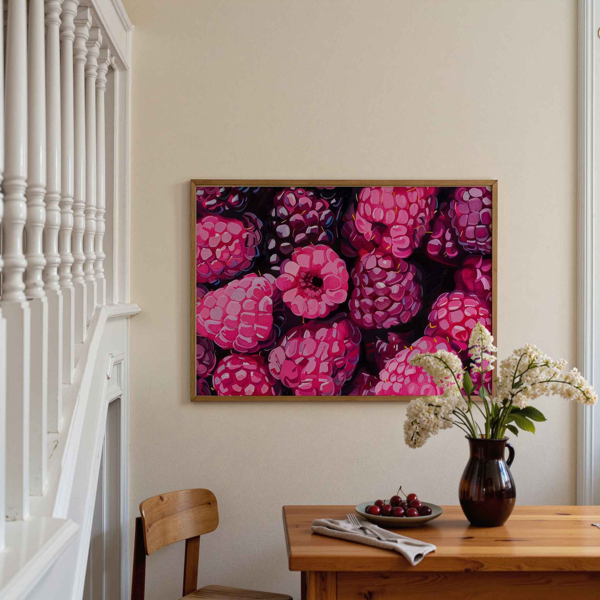 Frambozen patroon – moderne poster in liggend formaat