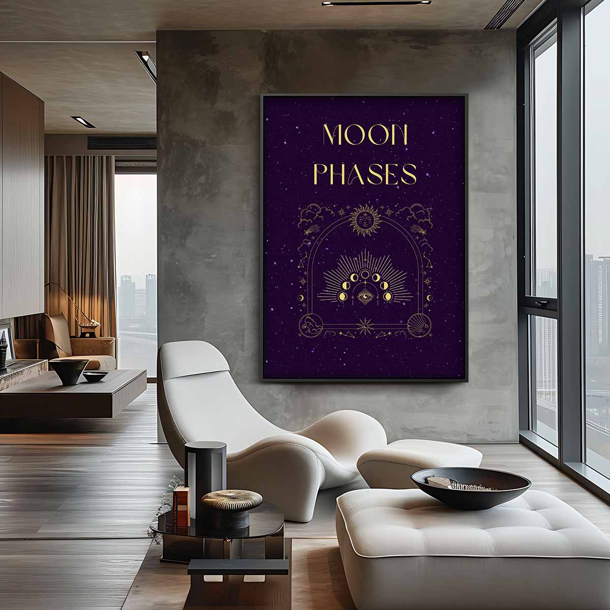 Magische Maanfasen – plexiglas wanddecoratie in portret formaat