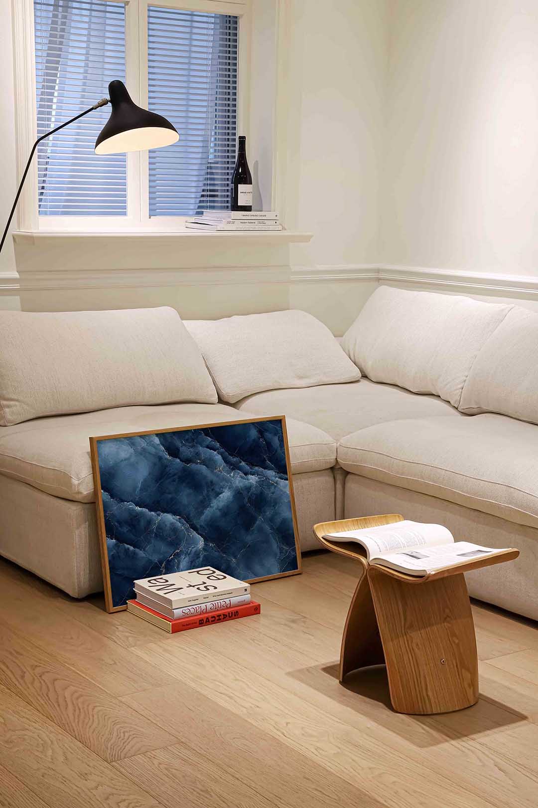 Blauw marmer patroon – abstracte wandkunst als landscape poster