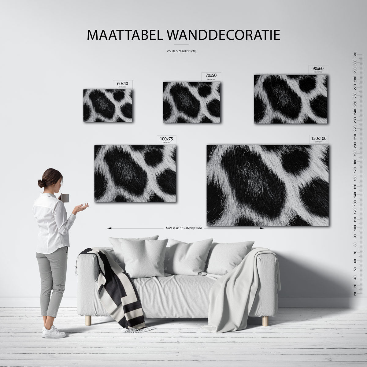 Dierenprint textuur – Liggende wanddecoratie – kunstwerk op canvas, dibond of plexiglas