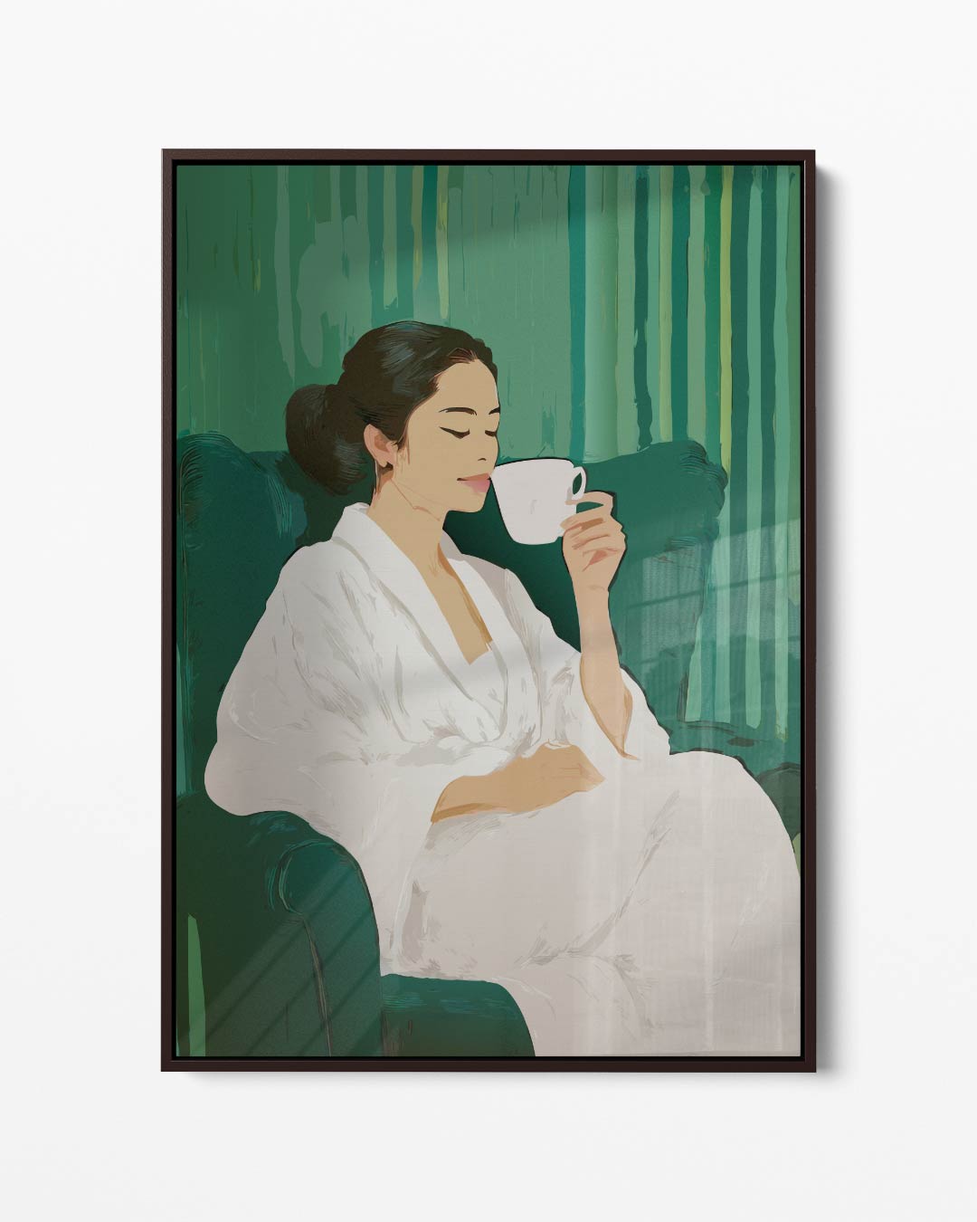 Ontspanning in Groen – portret kunstwerk als wanddecoratie
