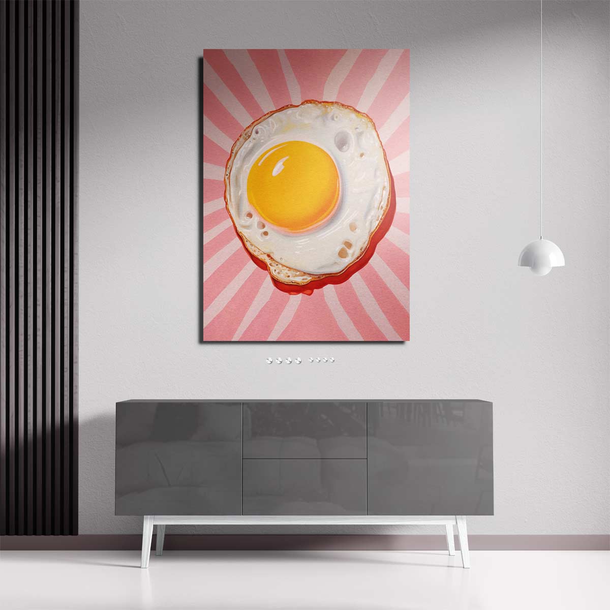 Stralende Spiegelei Boost – staande wandkunst voor woonkamer of interieur