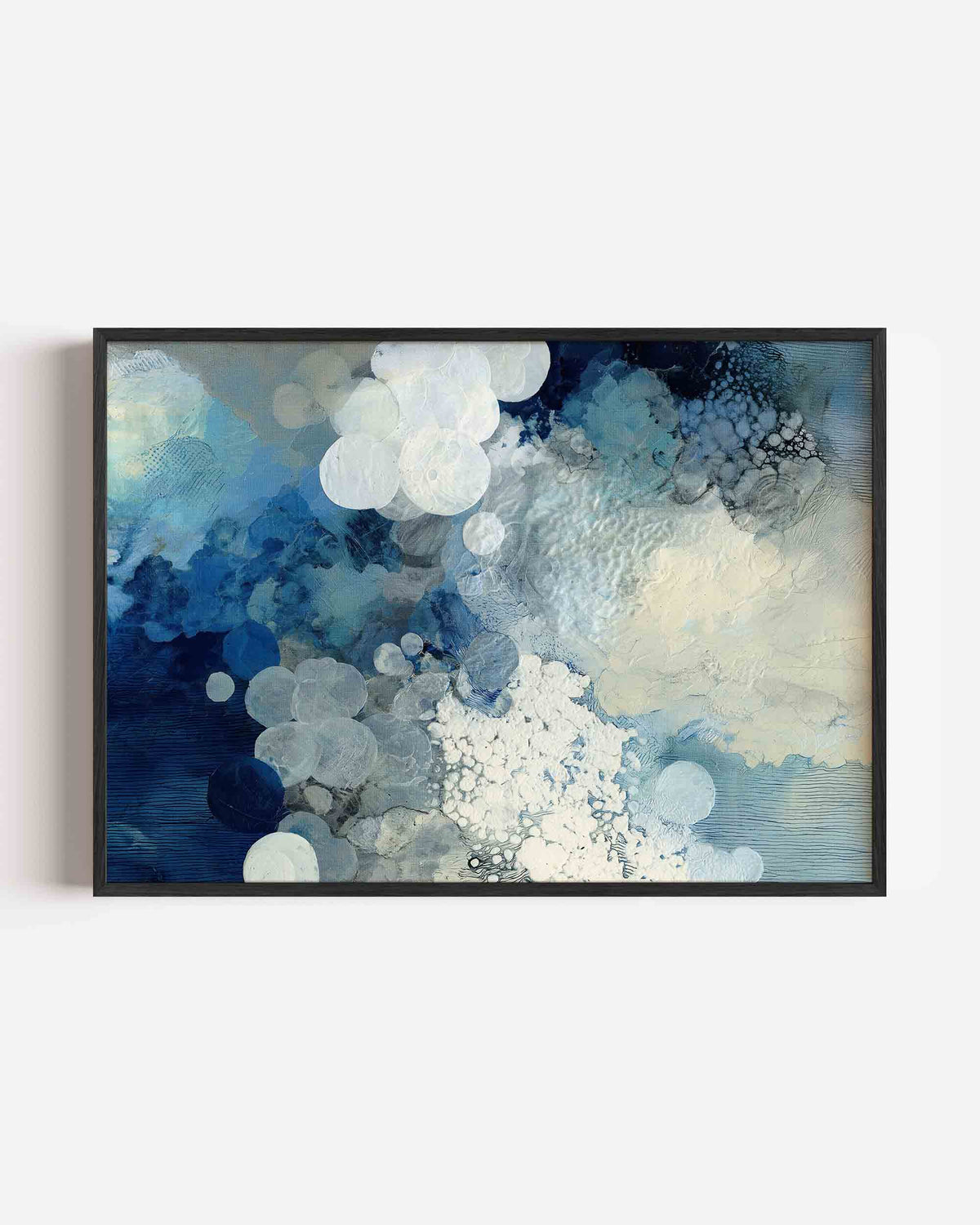 Blauwe en witte cirkels – abstracte landscape poster als wanddecoratie