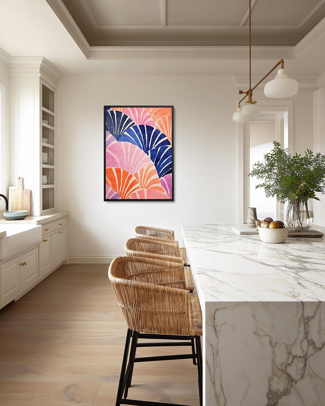 Kleurrijke waaierpatronen – moderne staande wandkunst