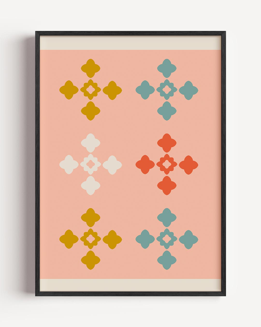 Retro Bloemenpatroon – elegante portret poster als wanddecoratie