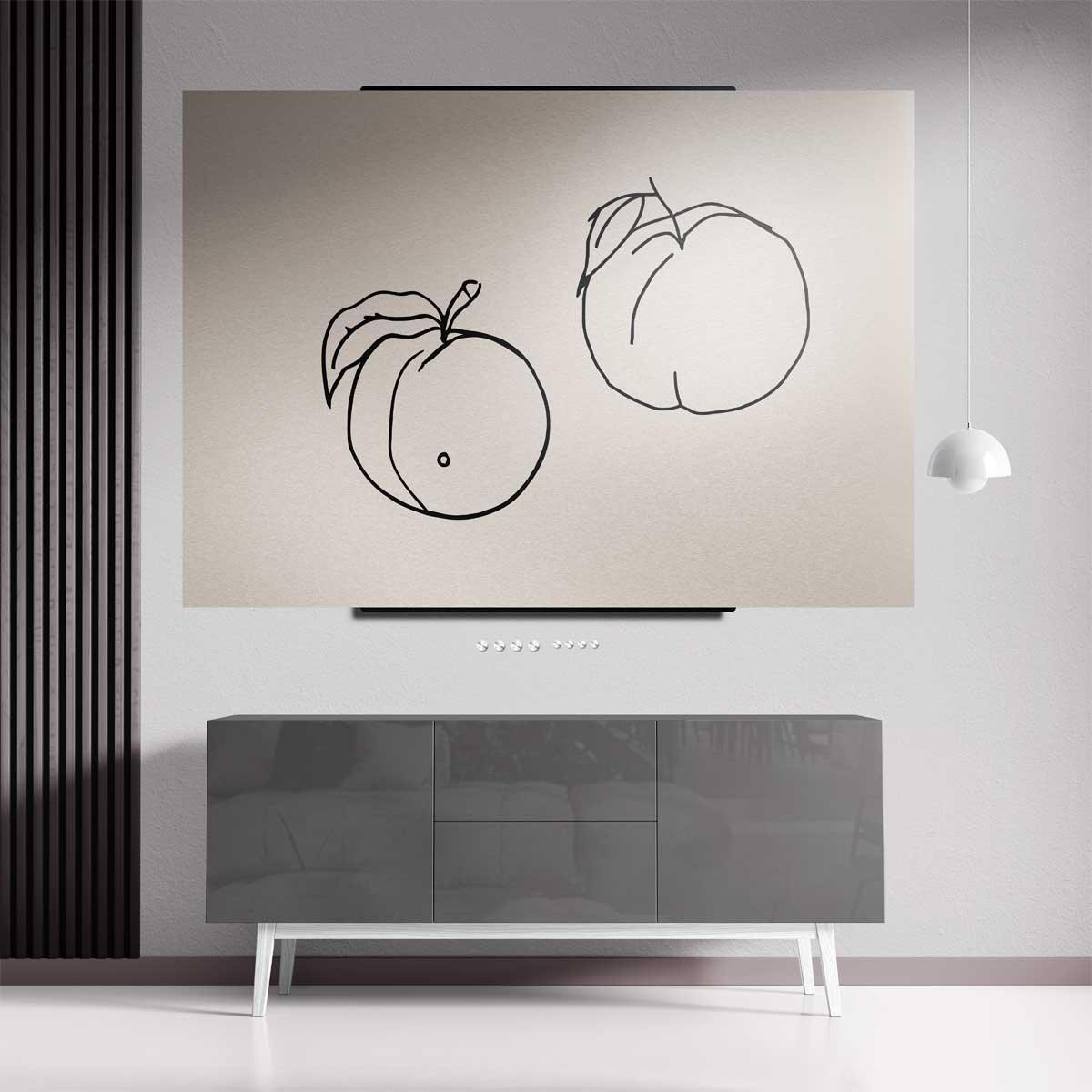 Zachte Vruchten Lijntekening – staande wandkunst voor woonkamer of interieur