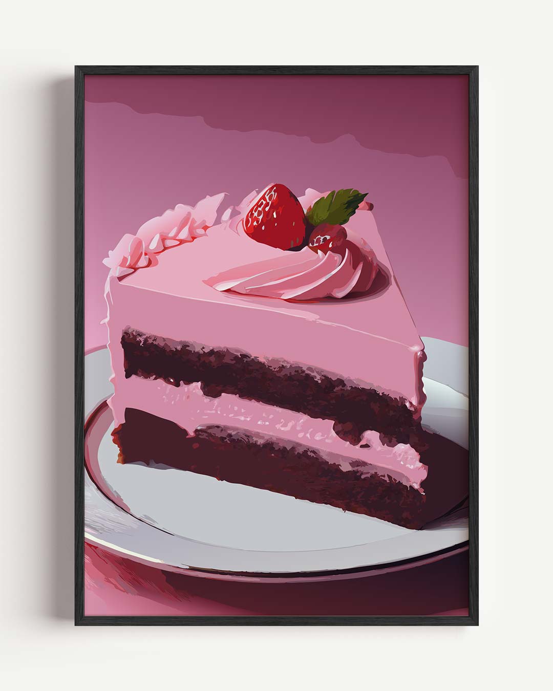 Zoete Verleiding Aardbeien Taart – keuken portret poster als wanddecoratie