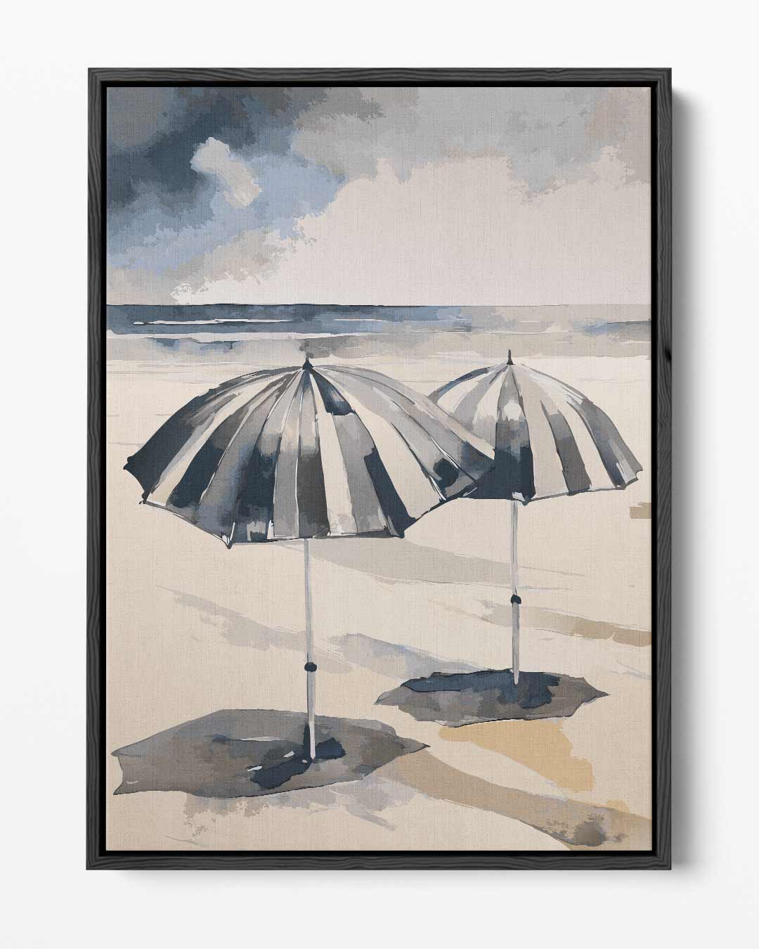 Strandparadijs Met Paraplu's – portret kunstwerk als wanddecoratie