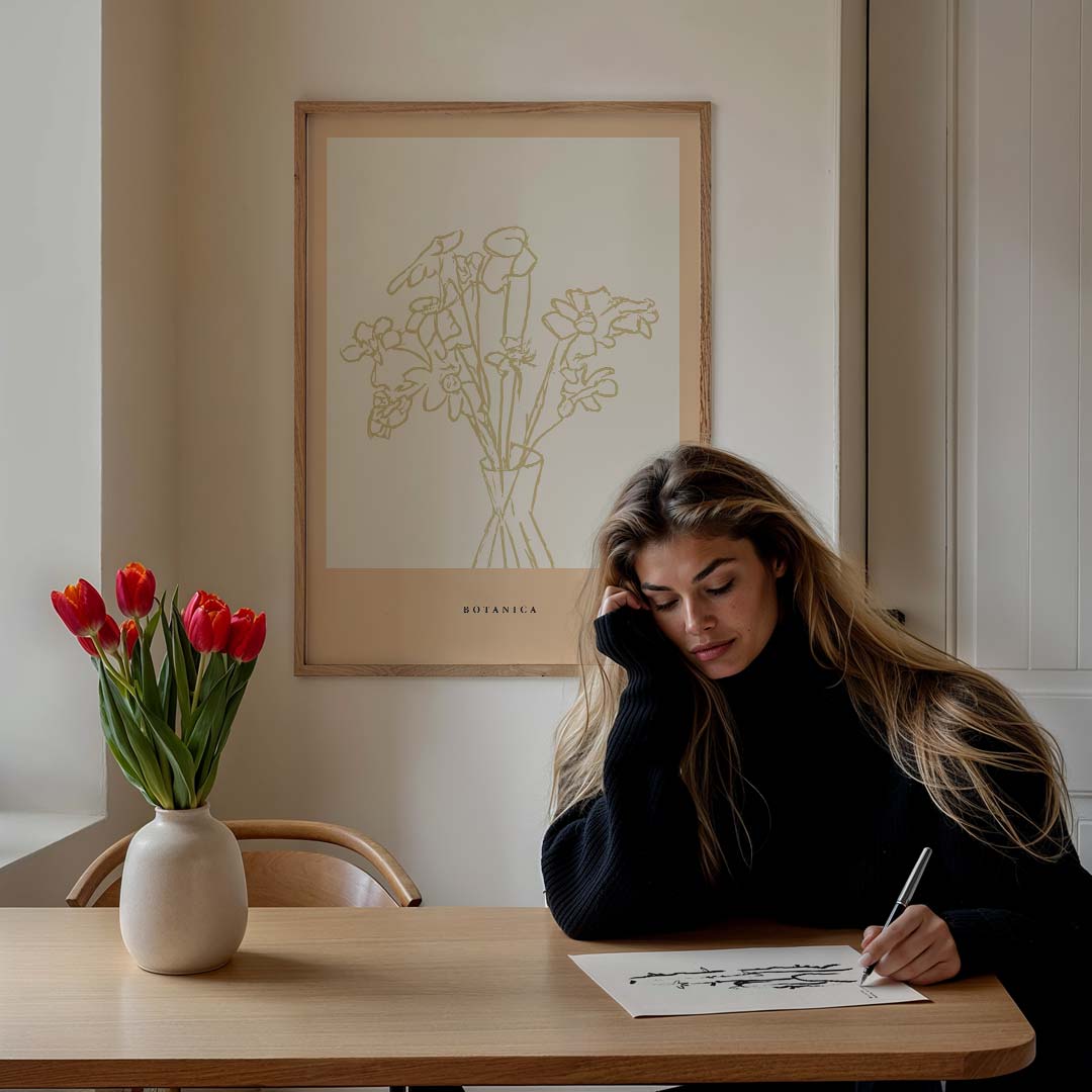 Elegante Botanische Bloemenposter – culinaire wandkunst als portret poster
