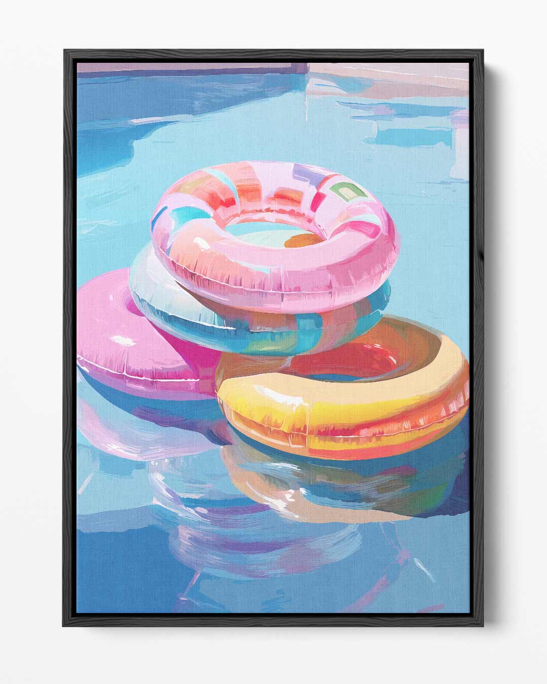 Zomerse Zwembad Fun – portret kunstwerk als wanddecoratie