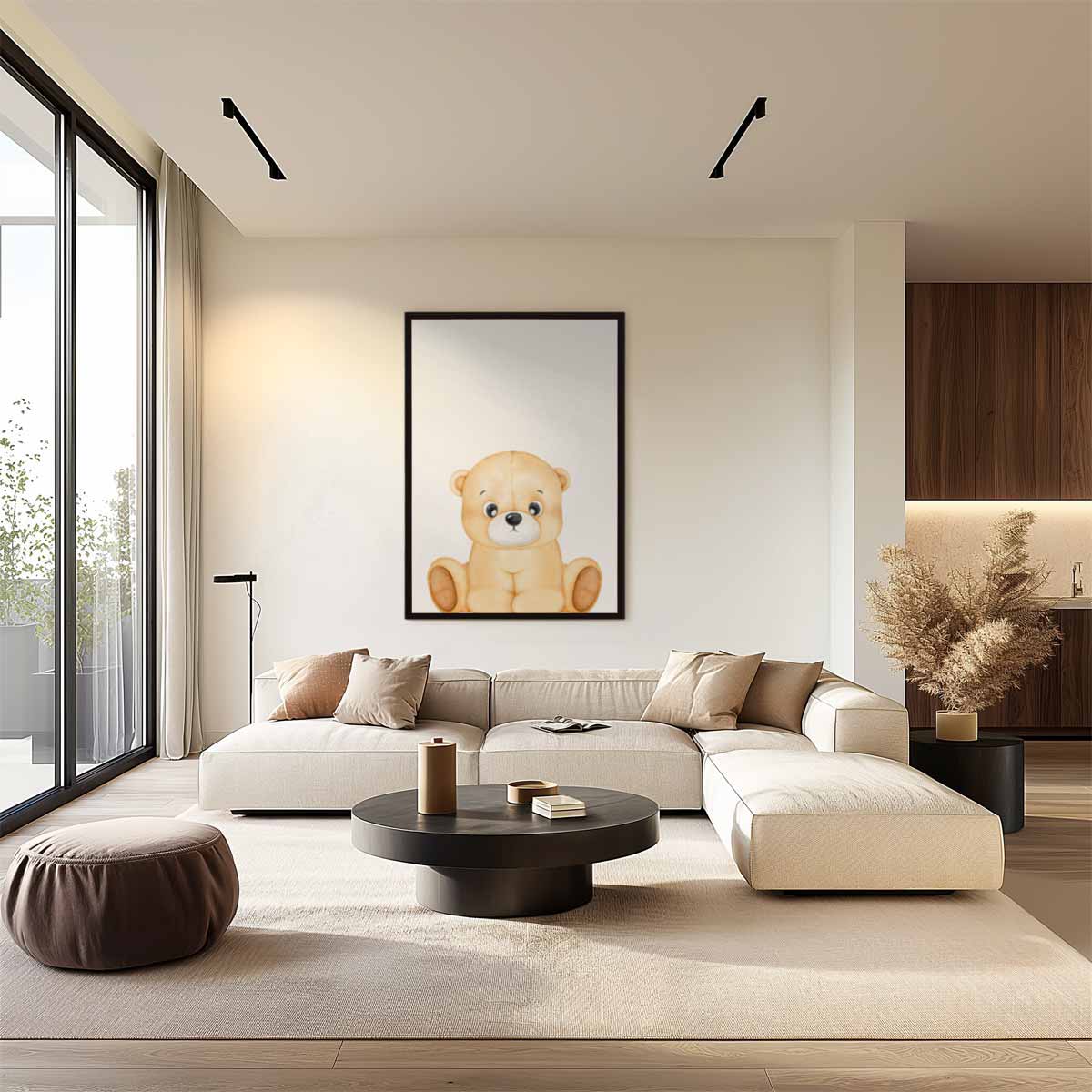 Schattige Teddybeer Illustratie – kunstwerk met zwarte baklijst