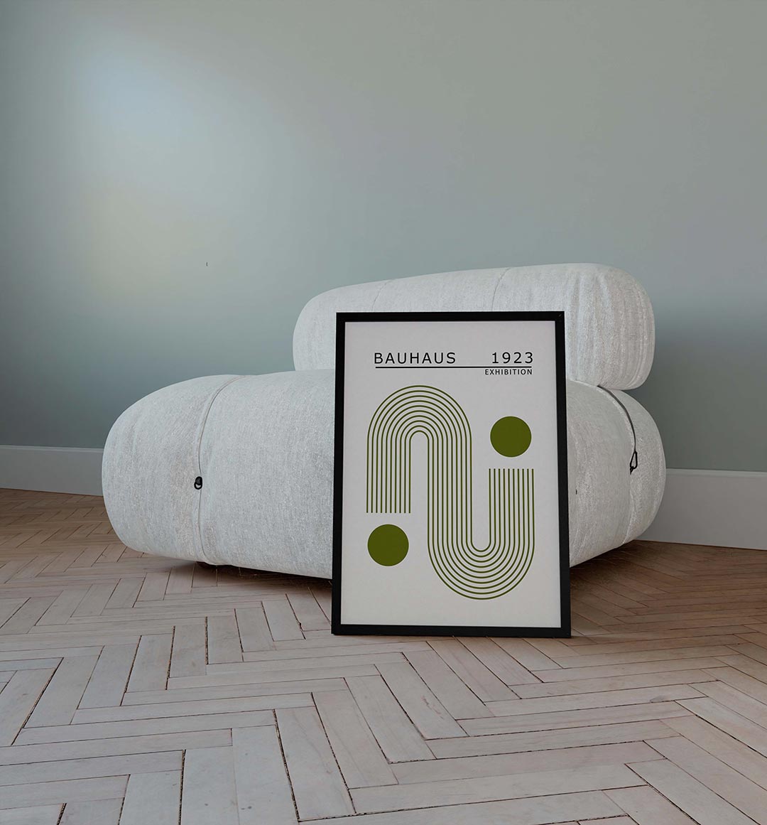 Lijnen en cirkel – geometrische poster in Bauhaus-stijl van WallArtistic